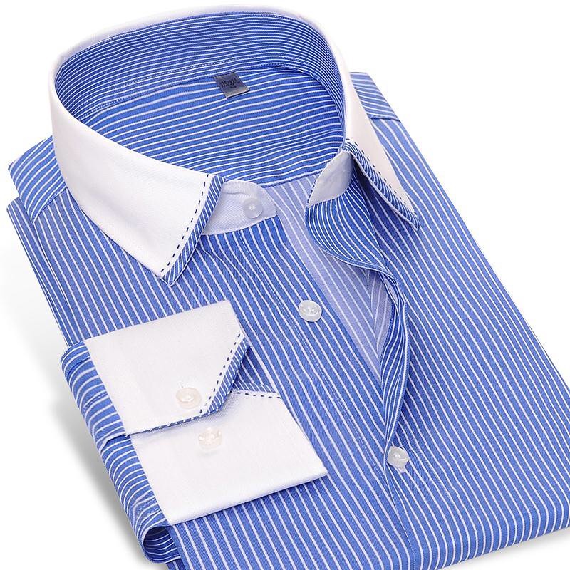 Custom Made white collar and cuffs cotton stripes