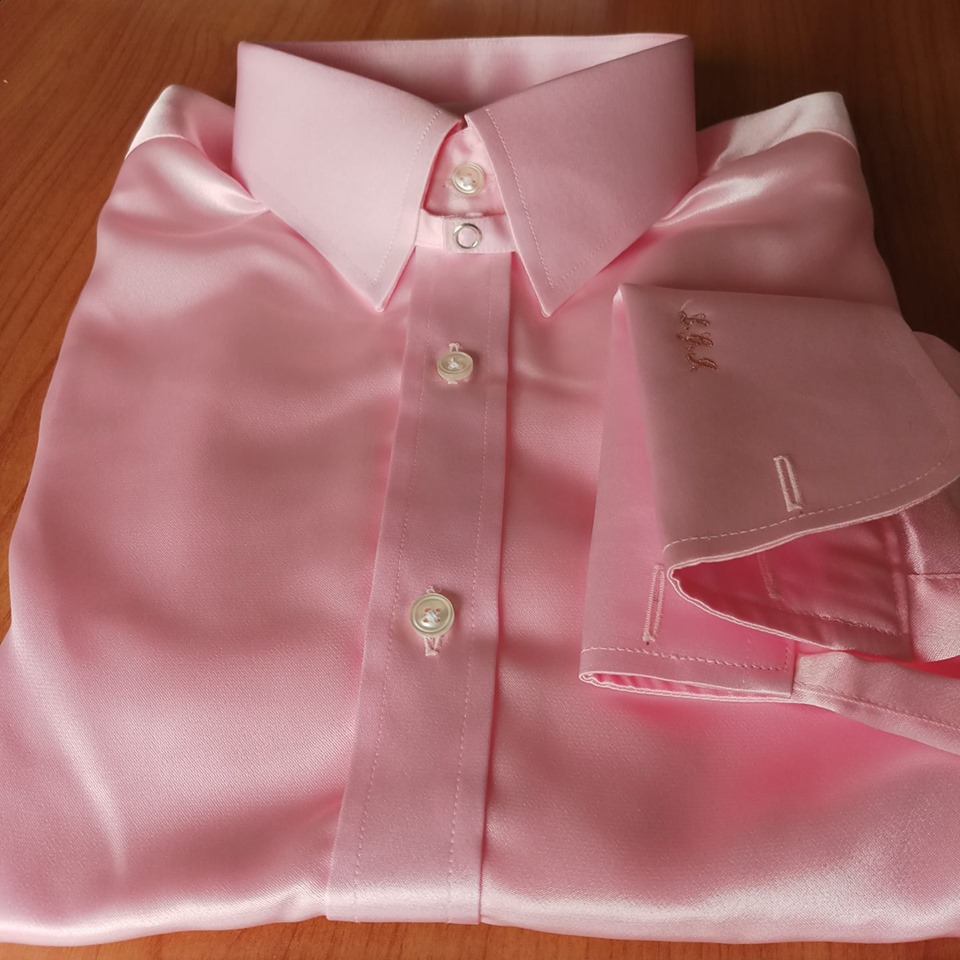 Soft Pink Tab Collar French Cuffs