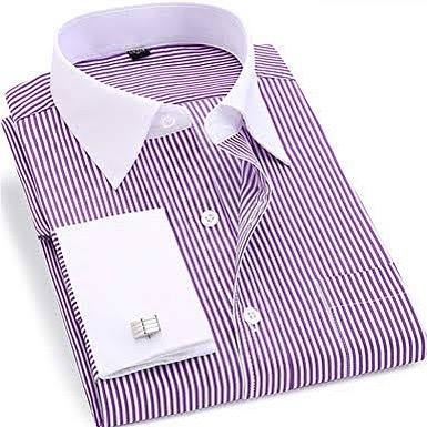 White Collar and cuffs pins stripes Shirt